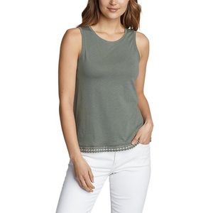 Olive Eddie Bauer Crochet Hem Top